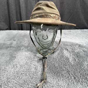 Dorfman Pacific Safari Hat Men's Mesh Camo Realtree Leather Trim OSFM One Size